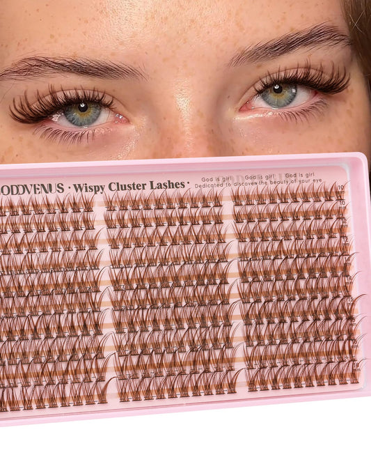 Brown Lash Clusters Natural For Soft Glam 300Pcs Wispy Lashes Cluster Eyelash Cluster Extensions C Curve Individual Lashes DIY Lash Extension Waterproof & Long - Lasting (10-16mm)