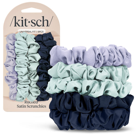 Kitsch Satin Scrunchies for Women - No Crease Hair Ties for Girls | Scrunchies For All Hair Types and Textures, Perfect for Day or Night - Garden Bouquet, 5pcs