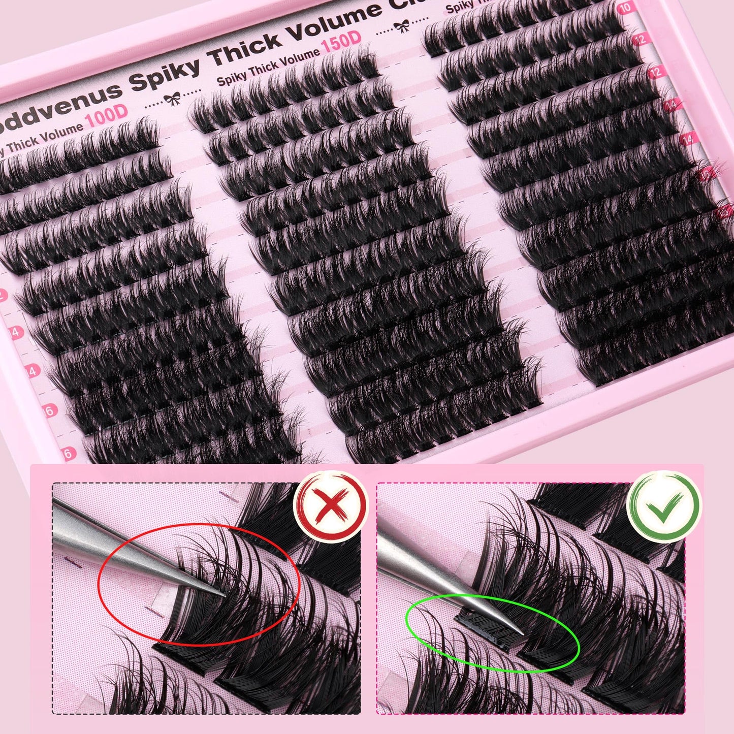 Goddvenus Fluffy Lash Clusters 100-150-200D Volume Eyelash Clusters 10-16mm Wispy Individual Lashes D Curl Cluster Eyelash Extensions 300pcs DIY Lash Extensions(D Curl 300pcs)
