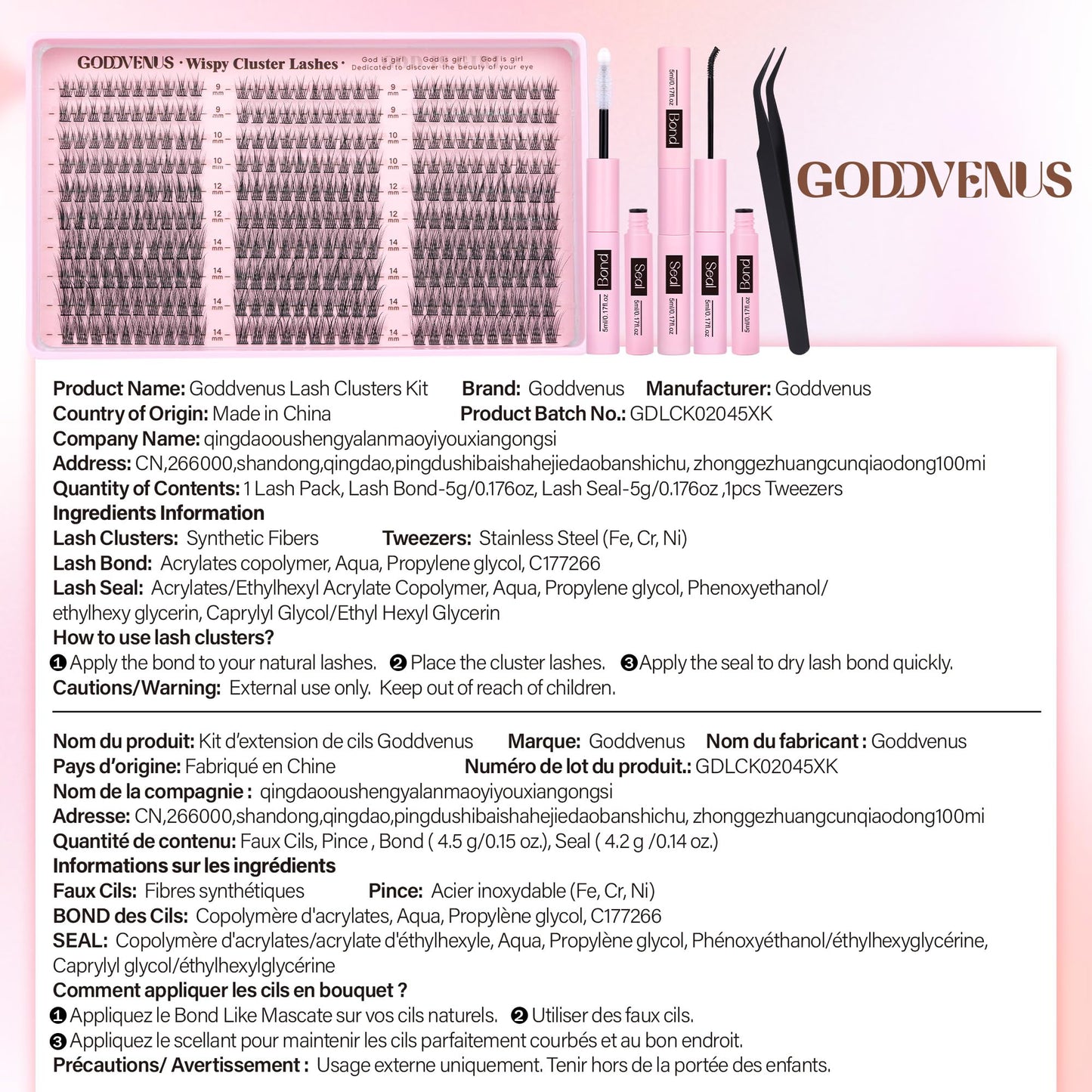 Goddvenus Lash Clusters Kit 9-14mm Wispy Eyelash Clusters Lashes Natural DIY Lash Extension Kit Short Cluster Eyelash Extensions Kit 300pcs C Curl Individual Lashes Cluster Eyelash (With Tweezers)