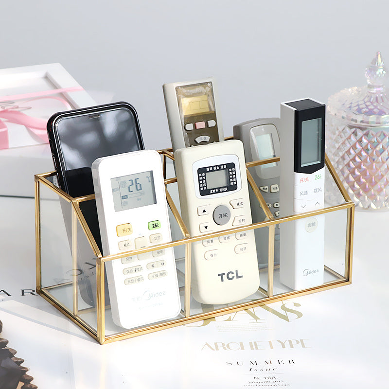 Luxury brass glass cosmetic storage box