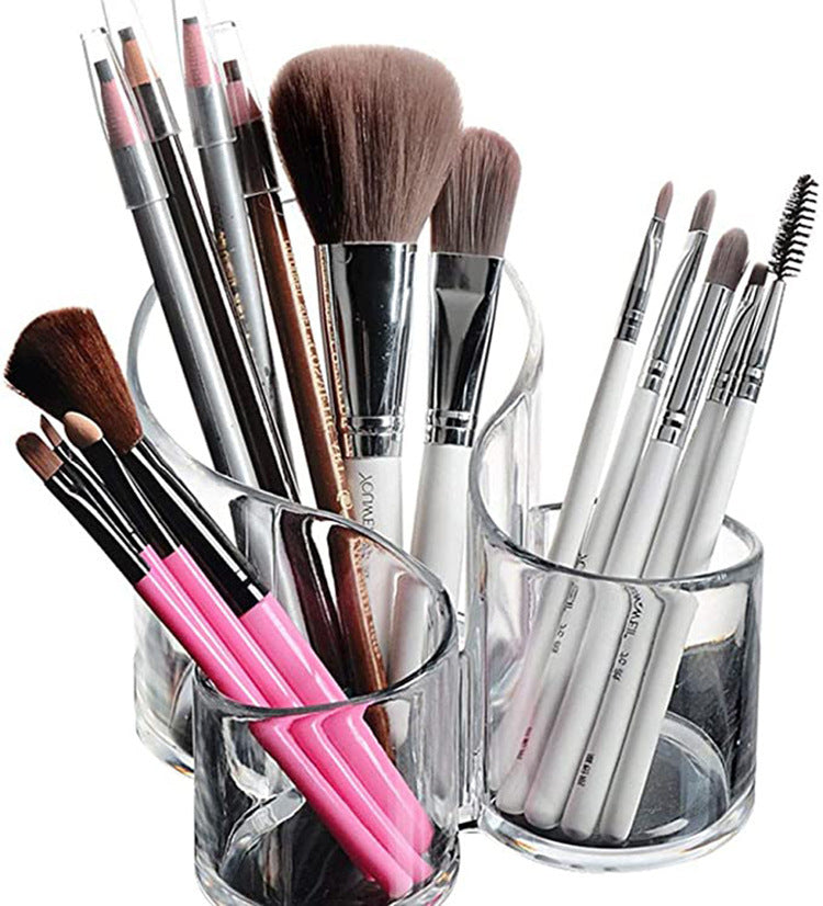 Transparent Acrylic Makeup Brush And Eyebrow Pencil Bucket