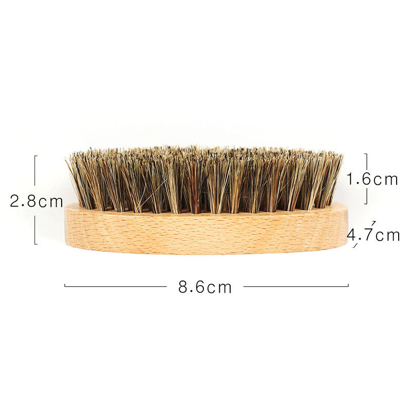 Oval Bluezoo Men's Care Flower Bristle Beech Wood Color Beard Hair Brush
