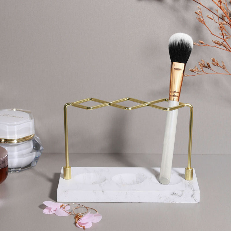Marbled Makeup Brush And Eyebrow Pencil Storage Rack
