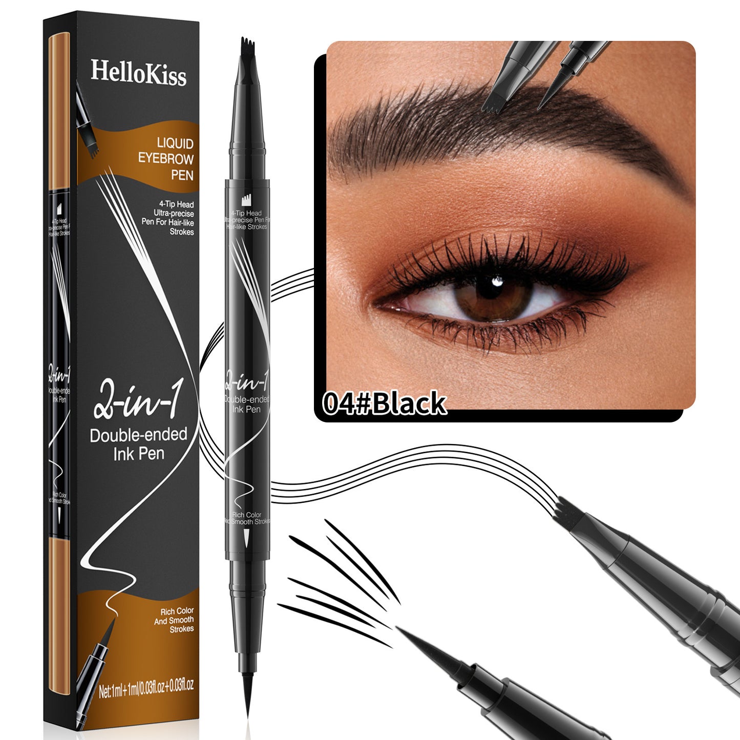 Double-headed Liquid Eyebrow Pencil Quick-drying Sweat-resistant Not Smudge