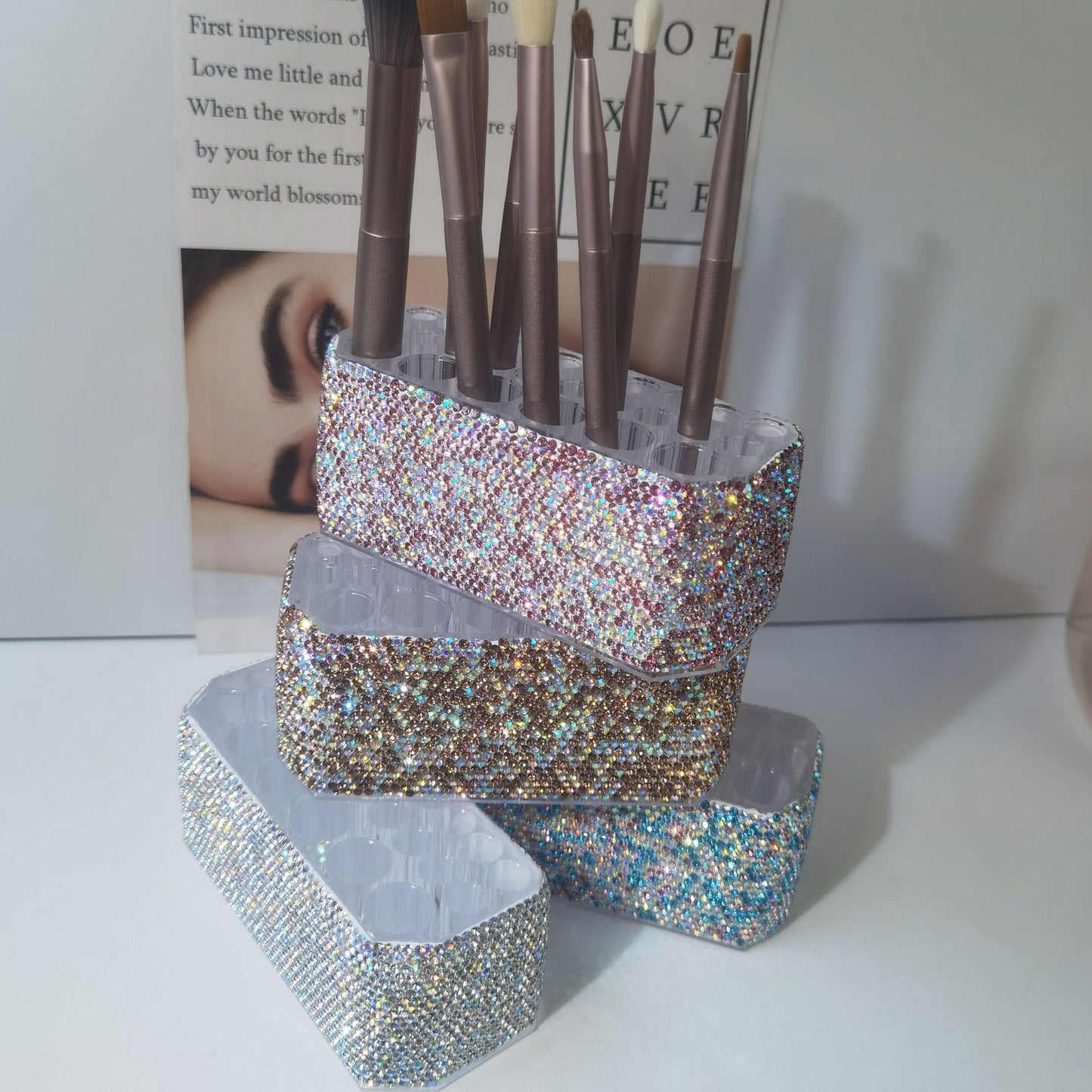 Cosmetic Brush Large Hole Transparent Eyebrow Pencil Eyeliner Storage Box