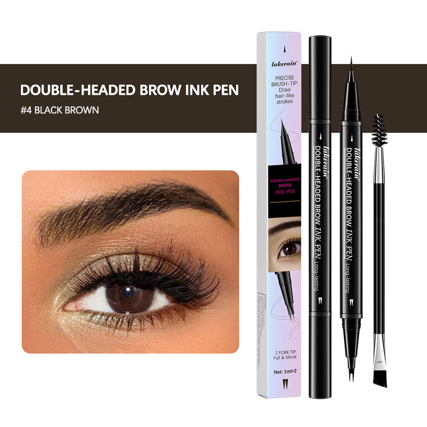 Double-headed Two-fork Eyebrow Pencil Waterproof