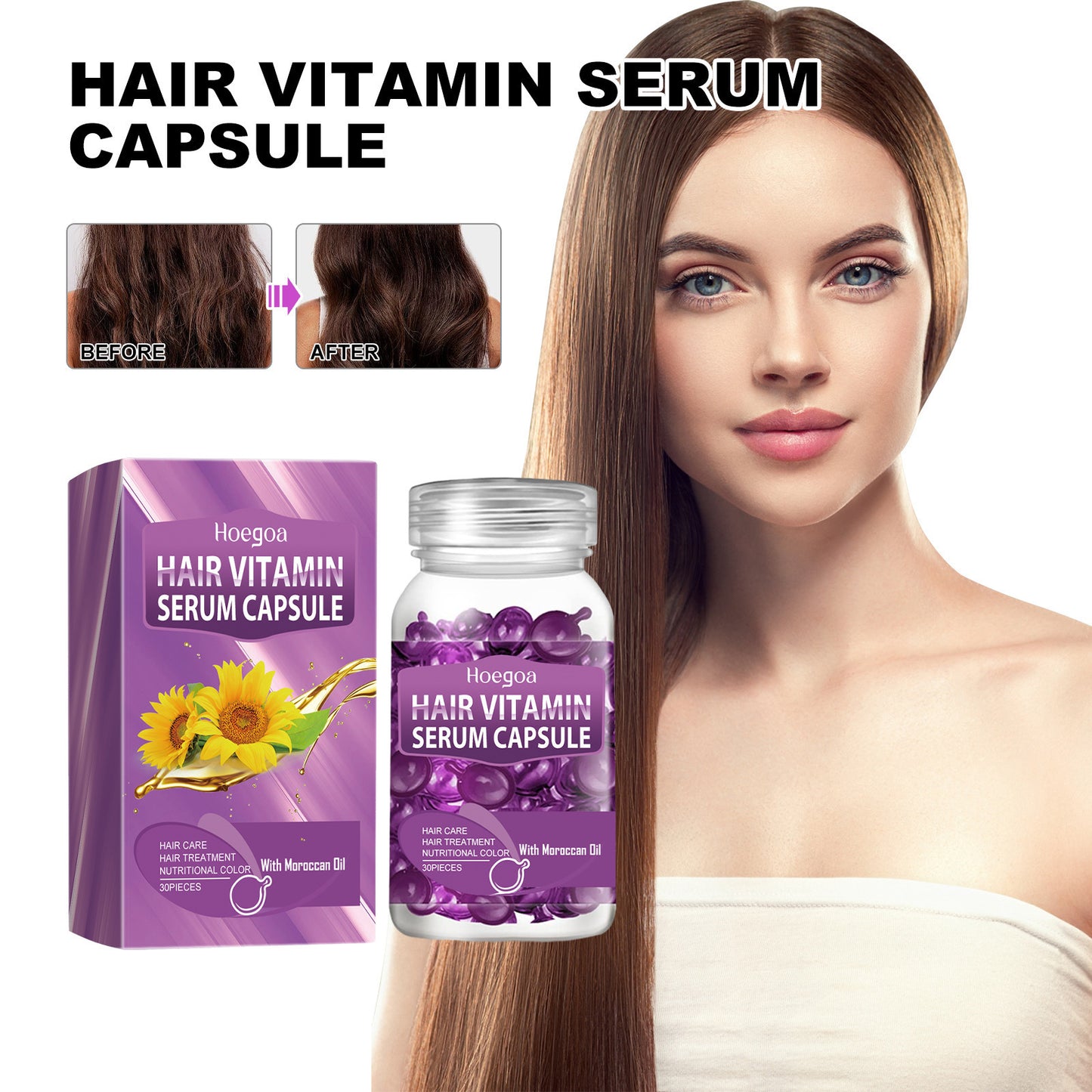 Purple Hair Care Capsule Improves Dry Knotting