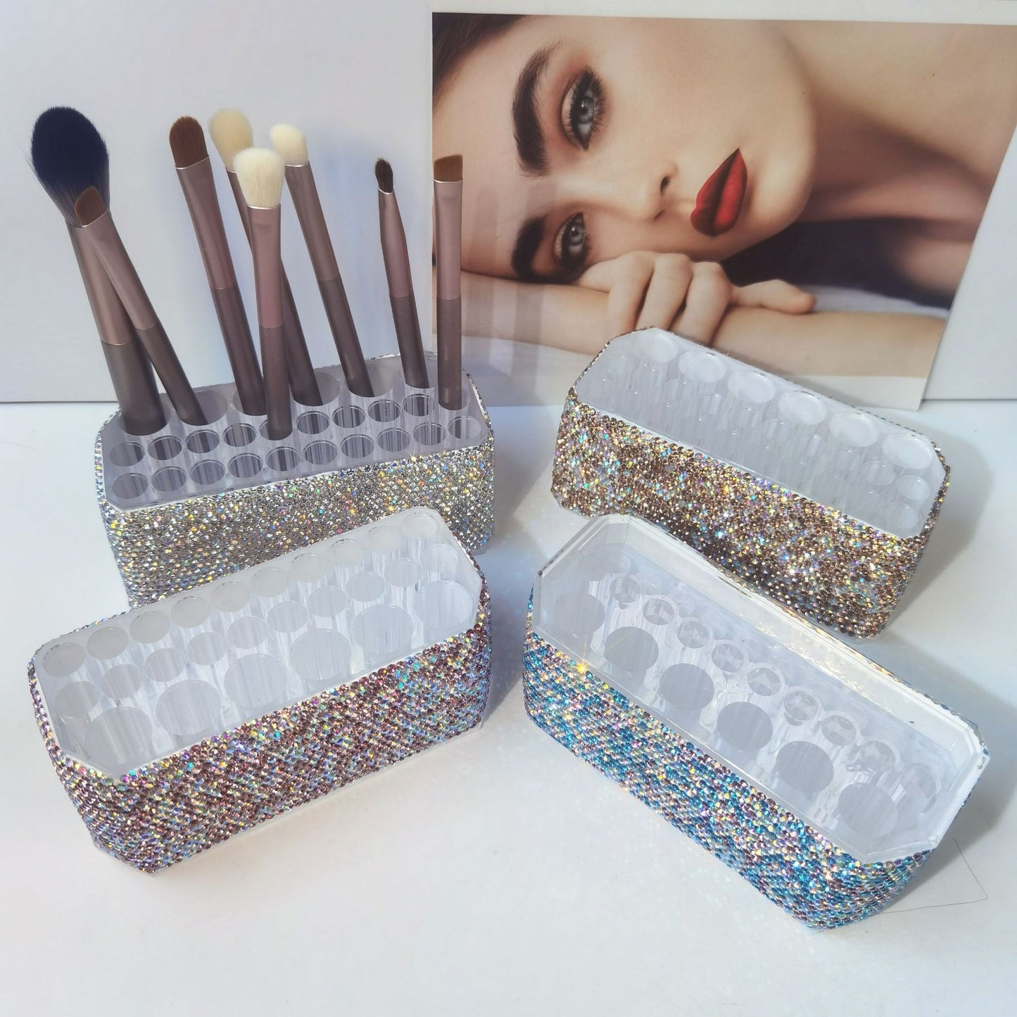 Cosmetic Brush Large Hole Transparent Eyebrow Pencil Eyeliner Storage Box