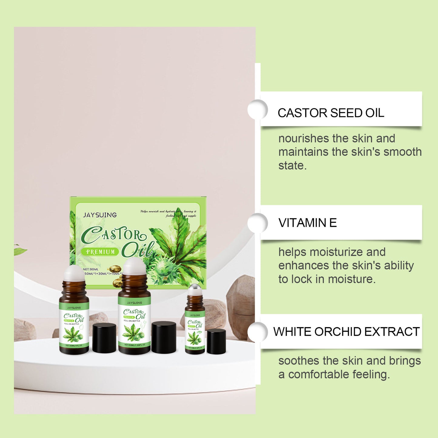 Castor Oil Care Ball Set Gentle Nourishing Tender Skin Care Massage Moisturizing Skin Care