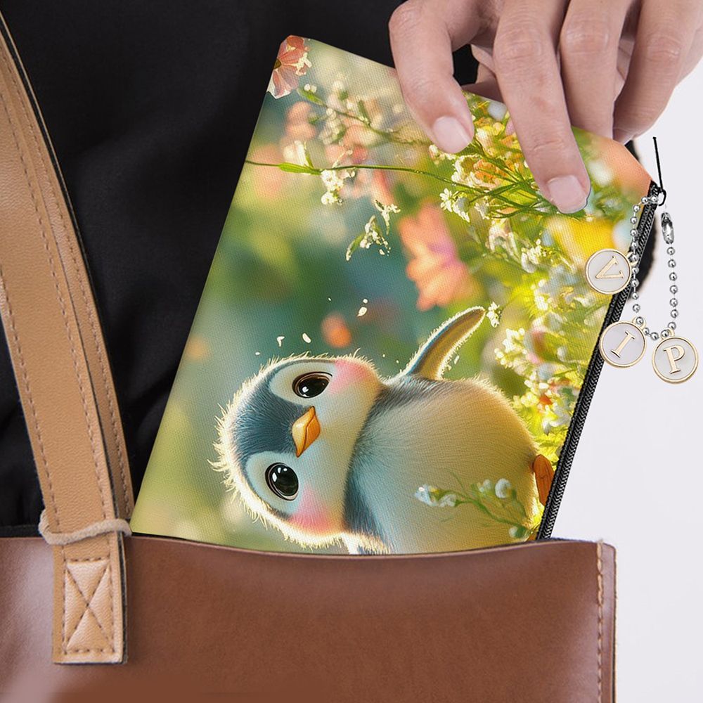 12 Pcs Paintable Blank Canvas Pouch With 26 Pcs Letter Charms And 10 Pcs Chain Multi-purpose Cosmetic Bag With Zipper Makeup Bages For DIY Craft Travel Organized