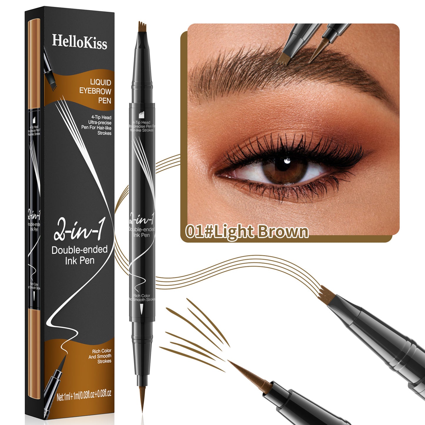 Double-headed Liquid Eyebrow Pencil Quick-drying Sweat-resistant Not Smudge