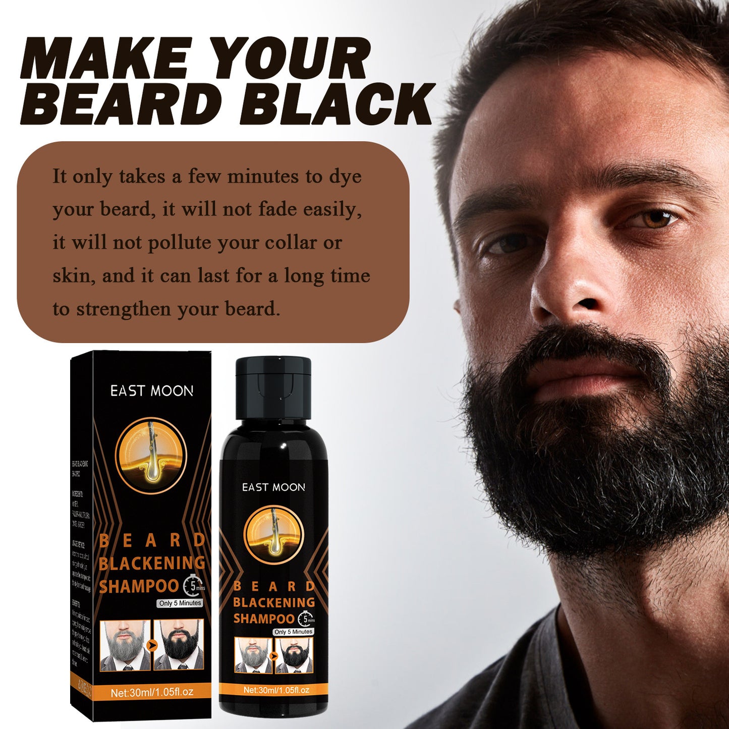 White To Black Shampoo Men's Hair Cleaning Thick Moisturizing Care