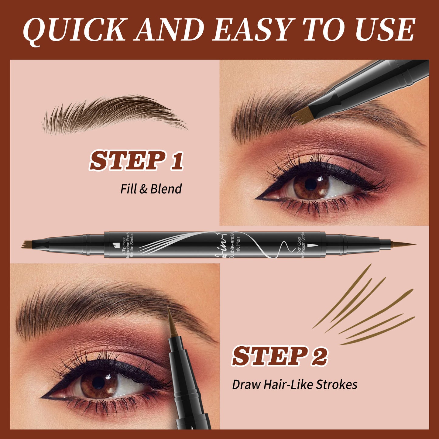 Double-headed Liquid Eyebrow Pencil Quick-drying Sweat-resistant Not Smudge