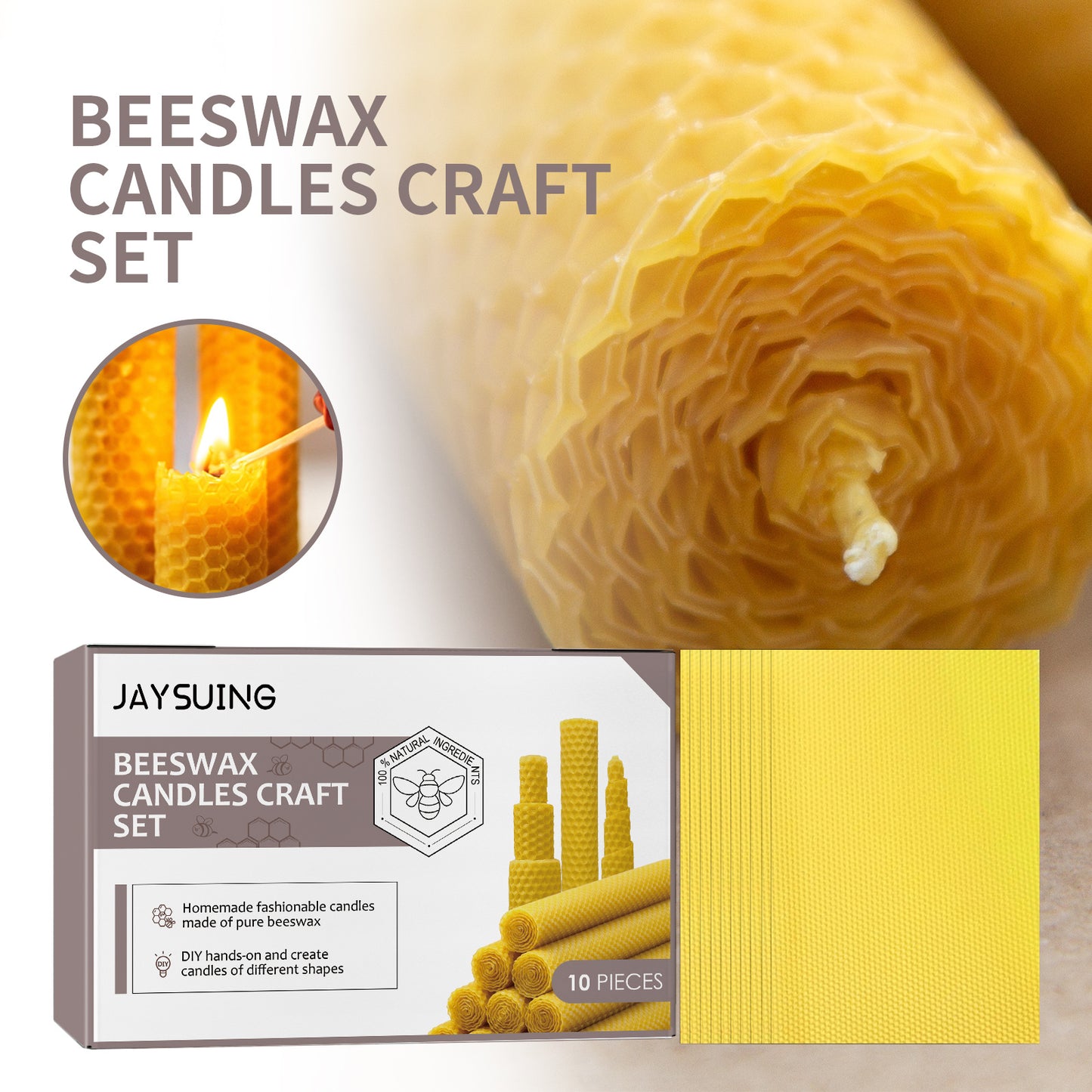 Beeswax Tablets Handmade Diy Christmas Atmosphere Creative Honeycomb Candles Pure Beeswax Roll Wax Tablets Raw Materials