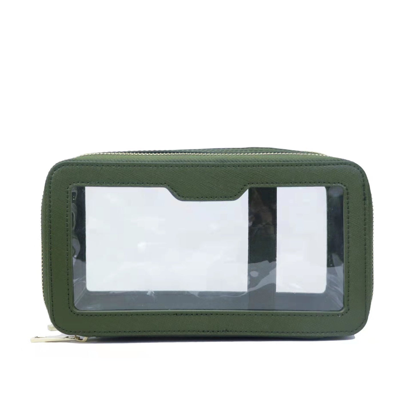 Convenient Leather Transparent TPU Cosmetic Bag